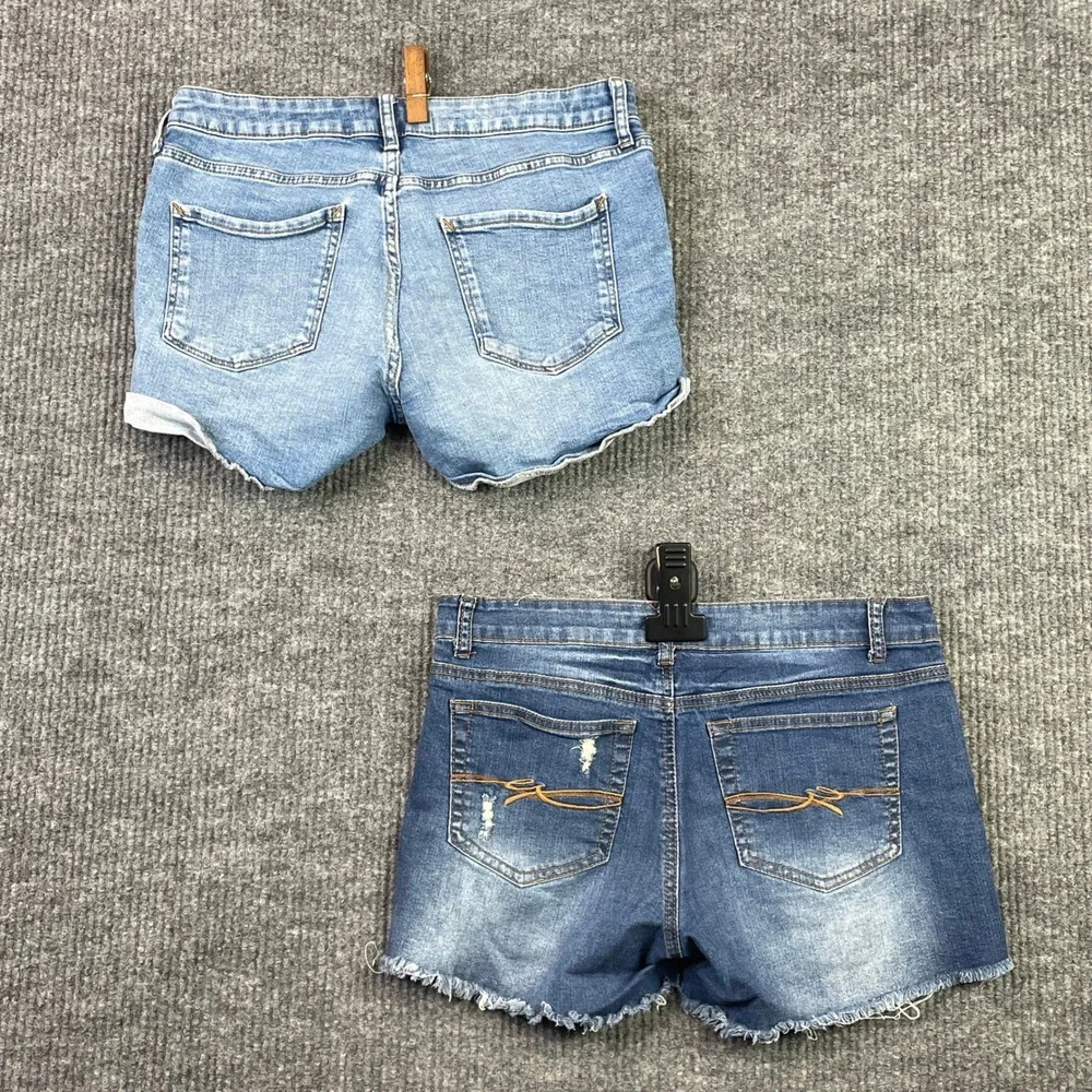 rue21 & a.n.a Denim Shorts Bundle Women 11/12 Blue Distressed Cuffed Frayed Hem
